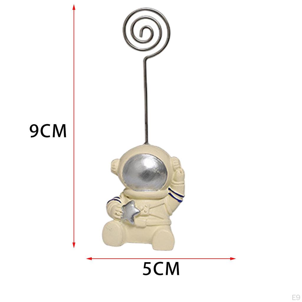 Standing Ornaments Astronaut Shape Resin Metal Number Holder Message Folder Cards Holders