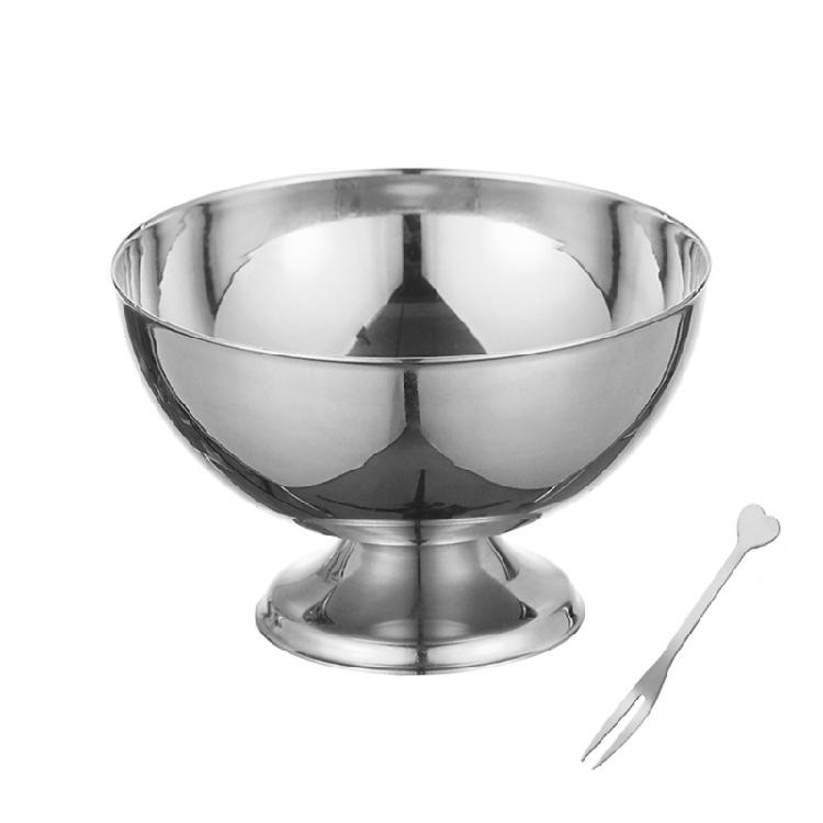 Family Kitchen Essential Nonrust Steel Salad Ice Creams Serving Bowl Sturdy Easy Washing Portable Multipurpose