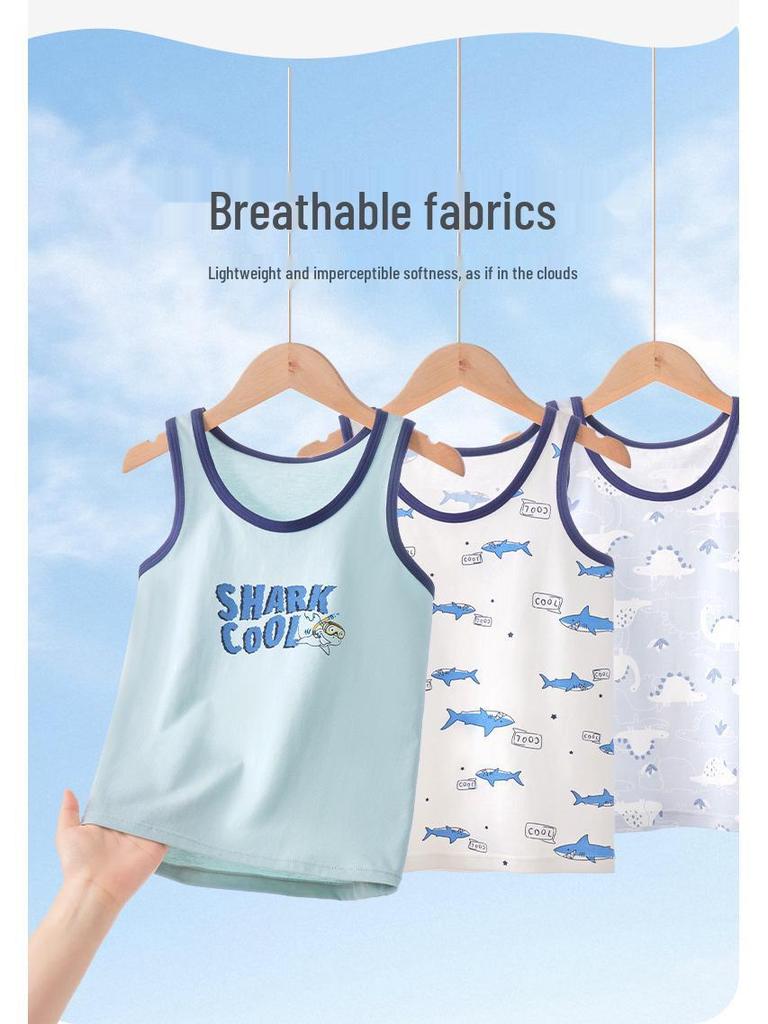 Clearance: Boys' Summer Cotton Sleeveless Base Layer Vest