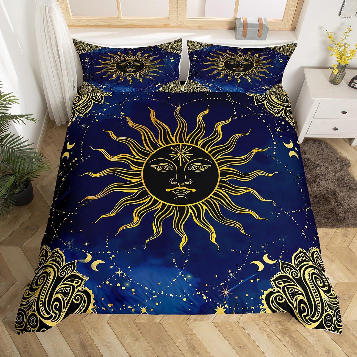 

Постельное белье Солнце и Луна Элегантный золотой комплект пододеяльника Солнце и Луна Набор из трех предметов US King 228*264