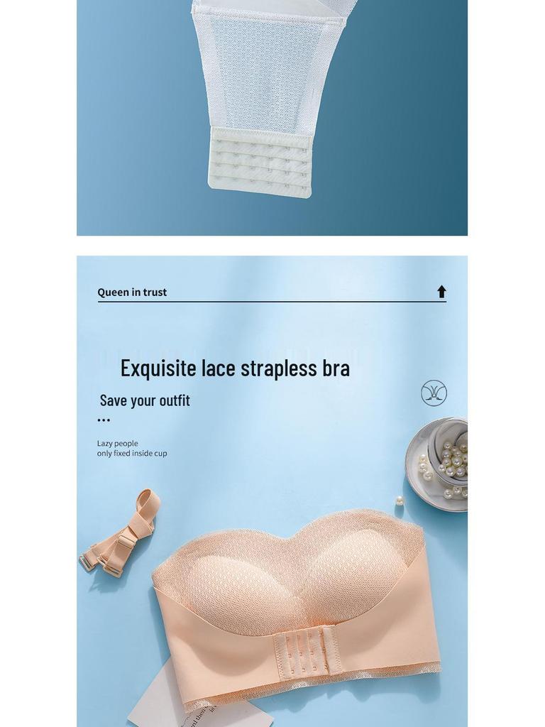 Plus Size Strapless Push-Up Front Buckle Wedding Lingerie Bra - Invisible, Non-Slip & Beautiful Back Design