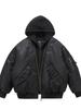 Herren Winter Kapuzen-Faux-Zweiteiler Fliegerjacke - Trendiger Patchwork Baseballmantel