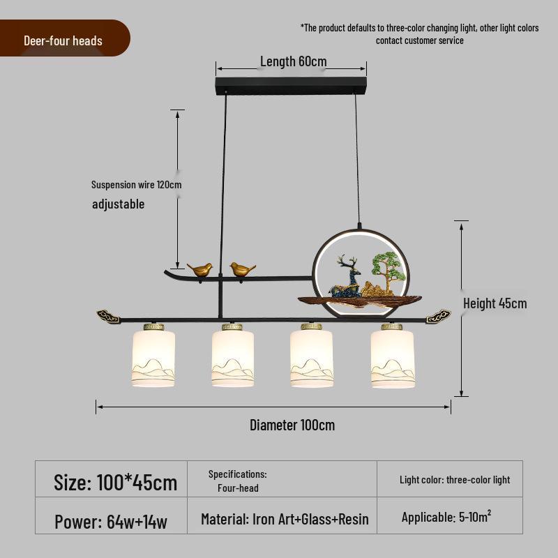 Modern Zen Dining Pendant Light: Pine-Inspired Multi-Head Strip Lamp for Tea Table or Study Desk