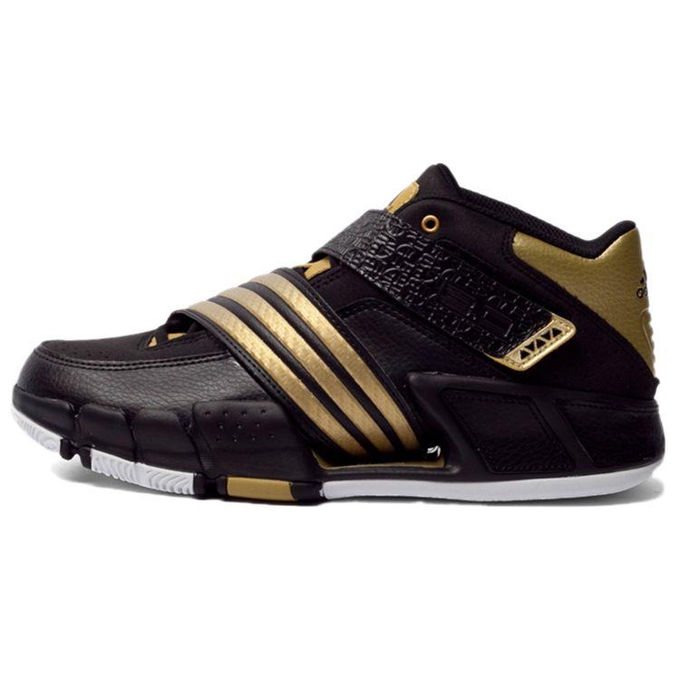 

Adidas Pilrahna 3.0 Velcro Comfortable Durable Mid-Top Retro Basketball Shoes Men sneaker Black Gold D69560 40⅔
