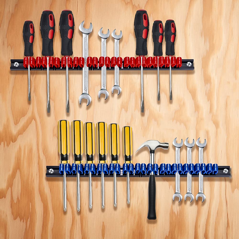 Laofeei Soporte para Destornilladores Soporte para Herramientas Soporte para Herramientas Alicates Montado en la Pared Estante de Almacenamiento para Garaje Tornillos de Montaje Incluidos Juego de 4 (Negro)