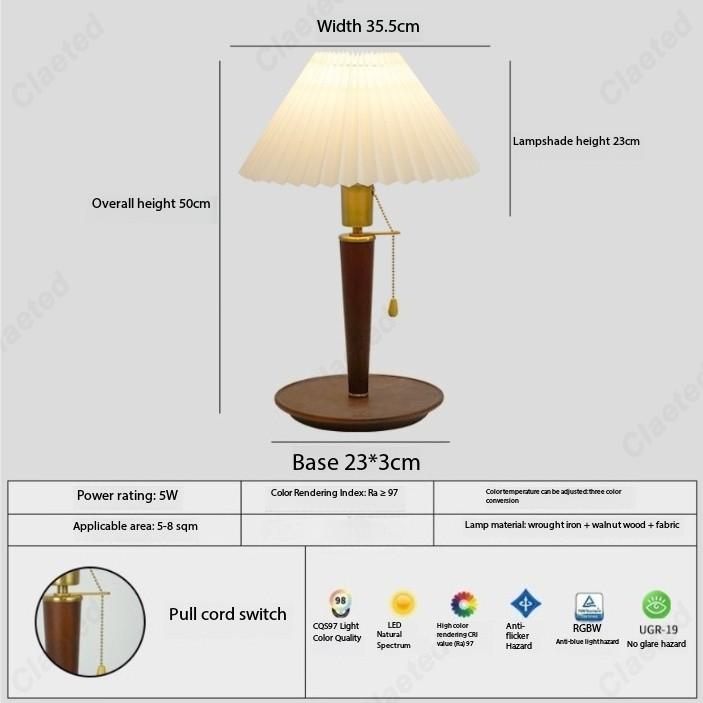 Creative Retro LED Pleated Small Desk Lamp Bedroom Bedside Lamp Living Room Study Decorative Atmosphere Lighting