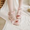 Girls Sweet Lolita Bowknot Lace Bridal Wedding Shoes Women Low-heel Princess Dress Cosplay Party Shoes Pink Plus Size 30-46