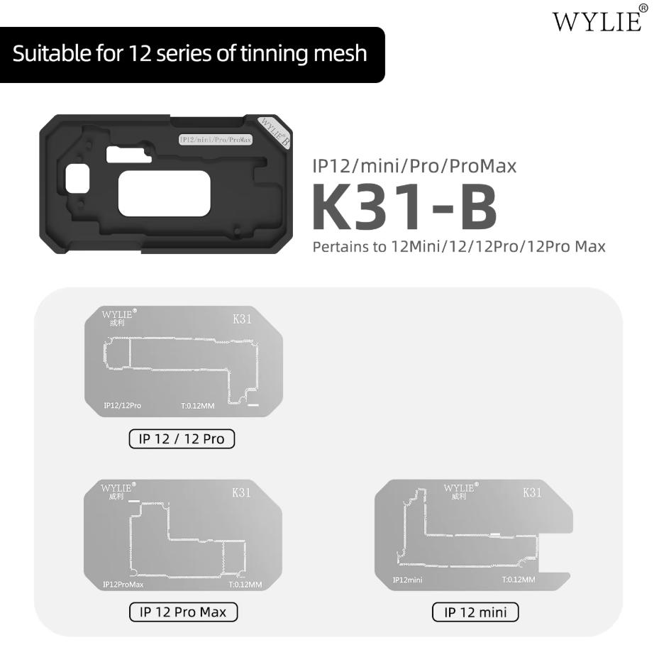 WYLIE K31 Mid-Layer Planting Tin Template For iPhone X-17 Pro Max Motherboard BGA Middle Layer Reballing Stencil Platform