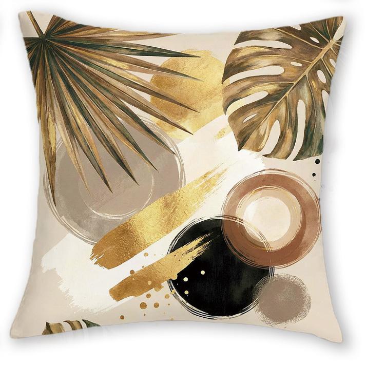 1/4pcs Boho Tropical Palm Monstera Leaf Throw Pillow Covers Modern Abstract Geometric Gold Foil Accent Cushion Cases