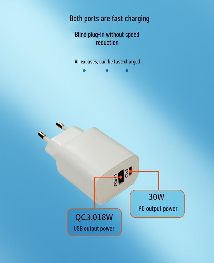 30W Black UK A+C Fast Charger, CE & FCC Certified, High-Efficiency Charging