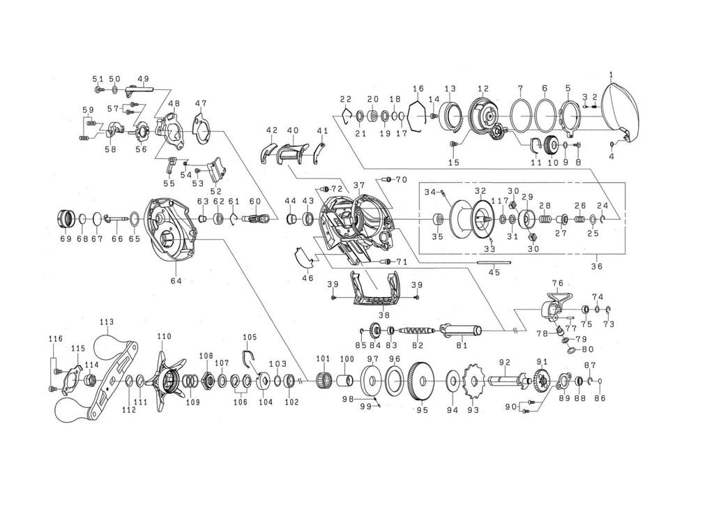 Original Daiwa Zillion TW HD 1000XHL Spulenteil Teil 129759 (24-35) Nummer 36, Code