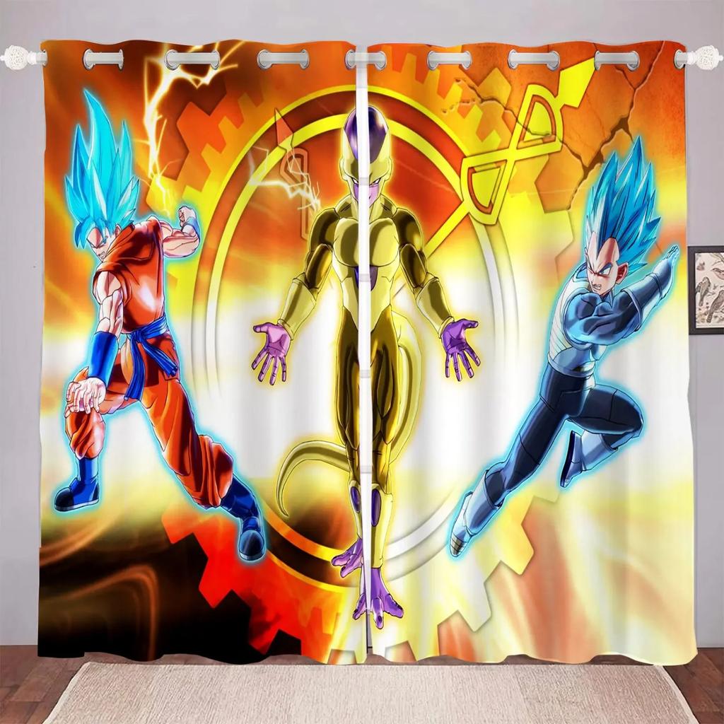 Dragon Ball Cartoon Curtain Print Boy Gifts Bedroom Polyester Shading Living Room Window Partition Home Decoration Darkening Ideal For Great