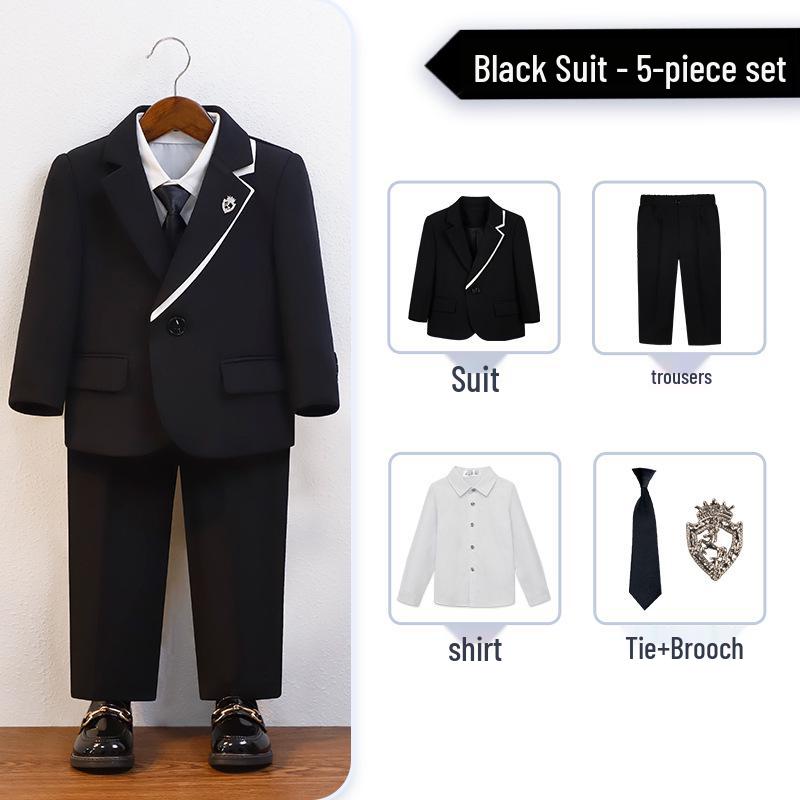 Boys' British Gentleman Suit Set - Formal Wear for Piano, Host Speech, or First Birthday