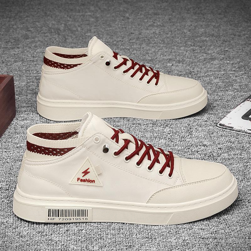 

Men s shoes autumn new high-top board shoes student Korean version trend casual breathable ice silk canvas white shoes 44