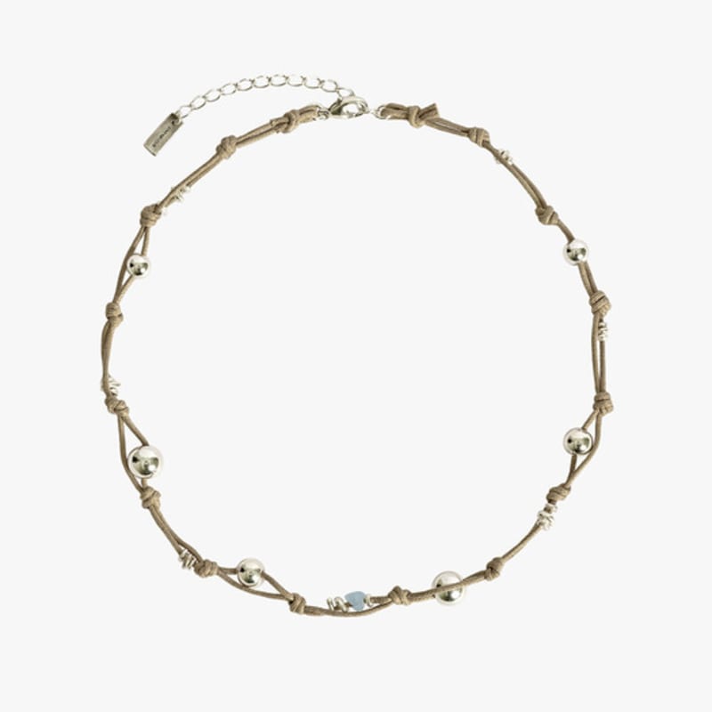 

HYPNOTIZE SILVER BALL STRING NECKLACE_BEIGE ONE
