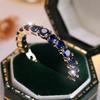 Blaue Kristall-Einfachreihe-Ringe mit runden Steinen für Damen, Vintage, Trendy, Gold-Silber-Farbe, Ehering, Brautschmuck, Verlobungsgeschenk