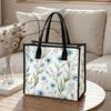 Elegant Blue Floral Tote Bag for Women Daily Commute Shopping Portable Lightweight Shoulder Handbag Stylish Casual Purse for Outdoor Travel Work