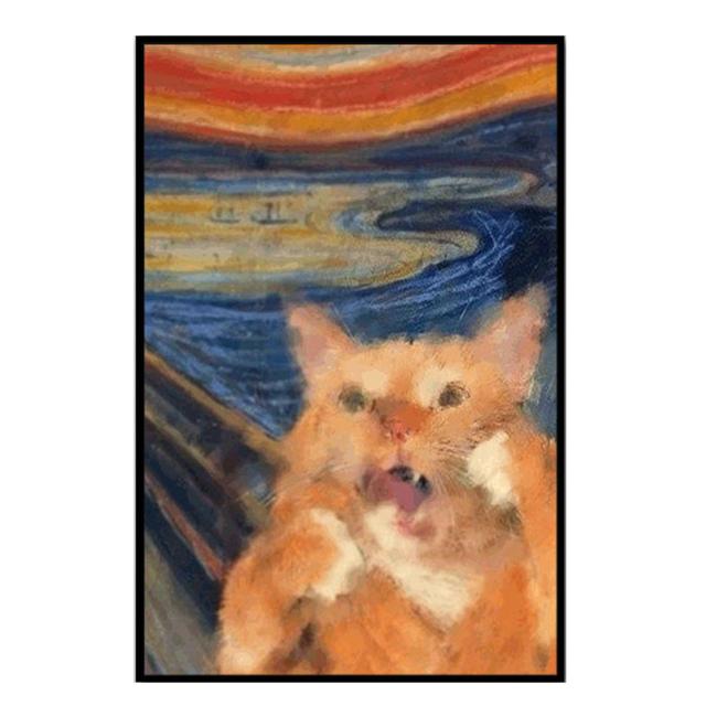 Famous Canvas Paintings Munch Skrik Funny Cat Animal Posters Prints Wall Art HD Pictures for Living Room Wall Decoration Cuadros