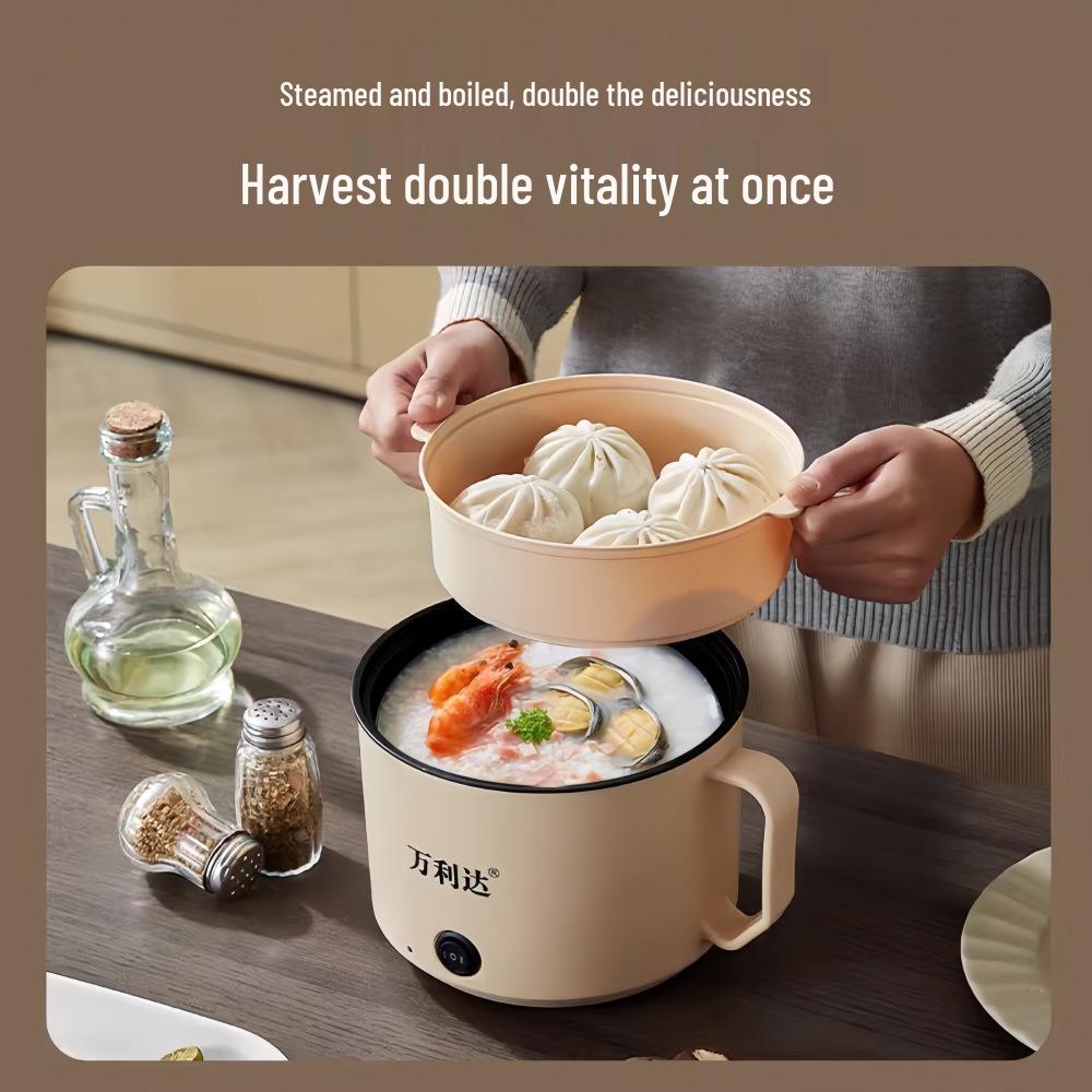 Compact Multifunctional Electric Cooker: Non-stick Mini Dorm Pot, Electric Steamer, Noodle Cooker, and Frying Pan.