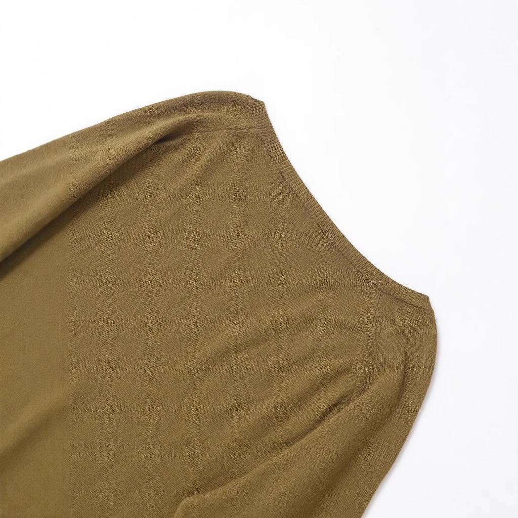 2025 Spring European & American Style Women's Fine Knit Long Sleeve Round Neck Top