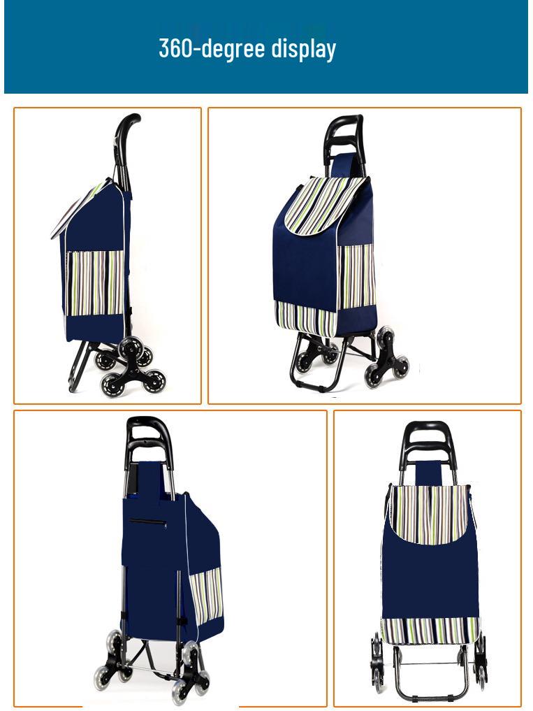 Three-Wheeled Foldable Shopping Cart with Chair, Stair-Climbing Handcart for Elderly, Ideal for Supermarket and Vegetables.