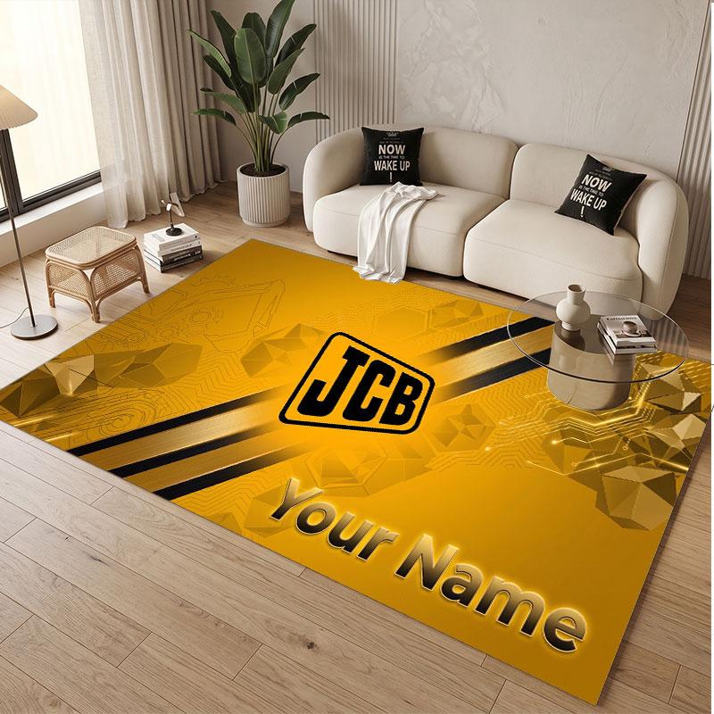 Custom Rug JCB Pattern Print Name Text Soft Non‑Slip Floor Carpet for Home Indoor Decoration