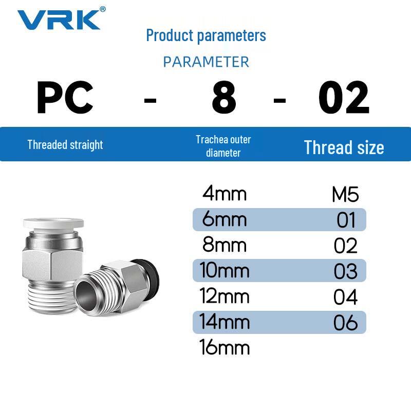VRK PC Pneumatic Quick Connect Straight Fittings