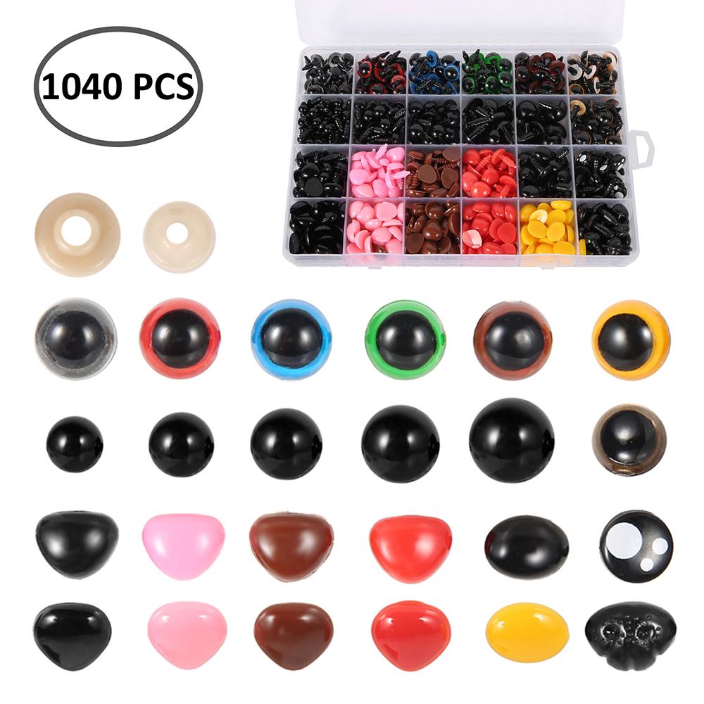 

752/1040Pcs Colored Safety Eyes for DIY Craft Black Plastic Plush Safety Eyes for Amigurumi Teddy Bear Toys DIY Making Tools