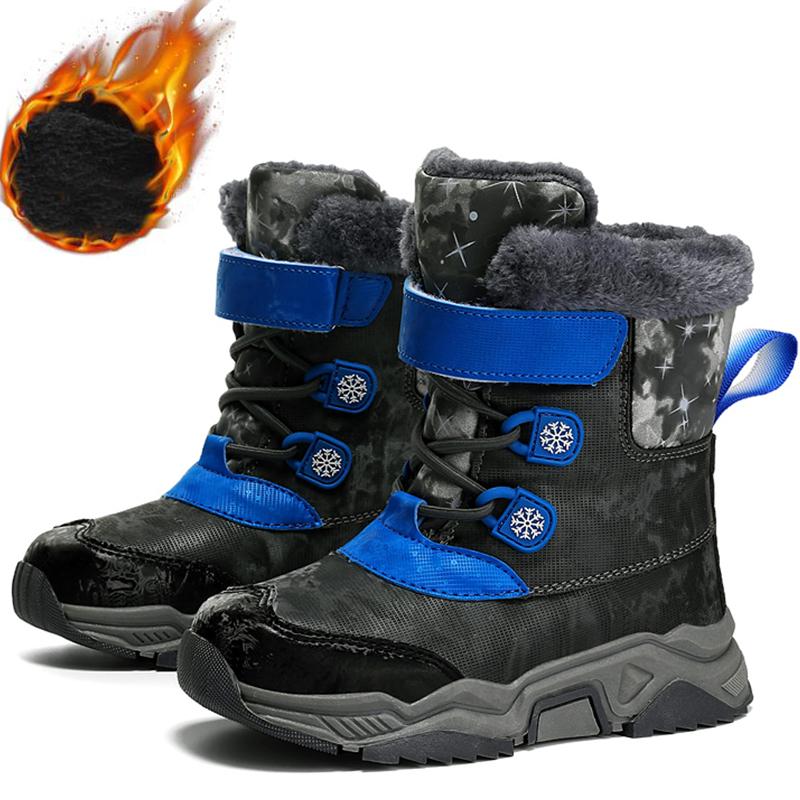 

Осенне-зимние высокие детские зимние ботинки Зимние ботинки для мальчиков Нескользящие плюшевые теплые ботинки для девочек 39 темно-синий