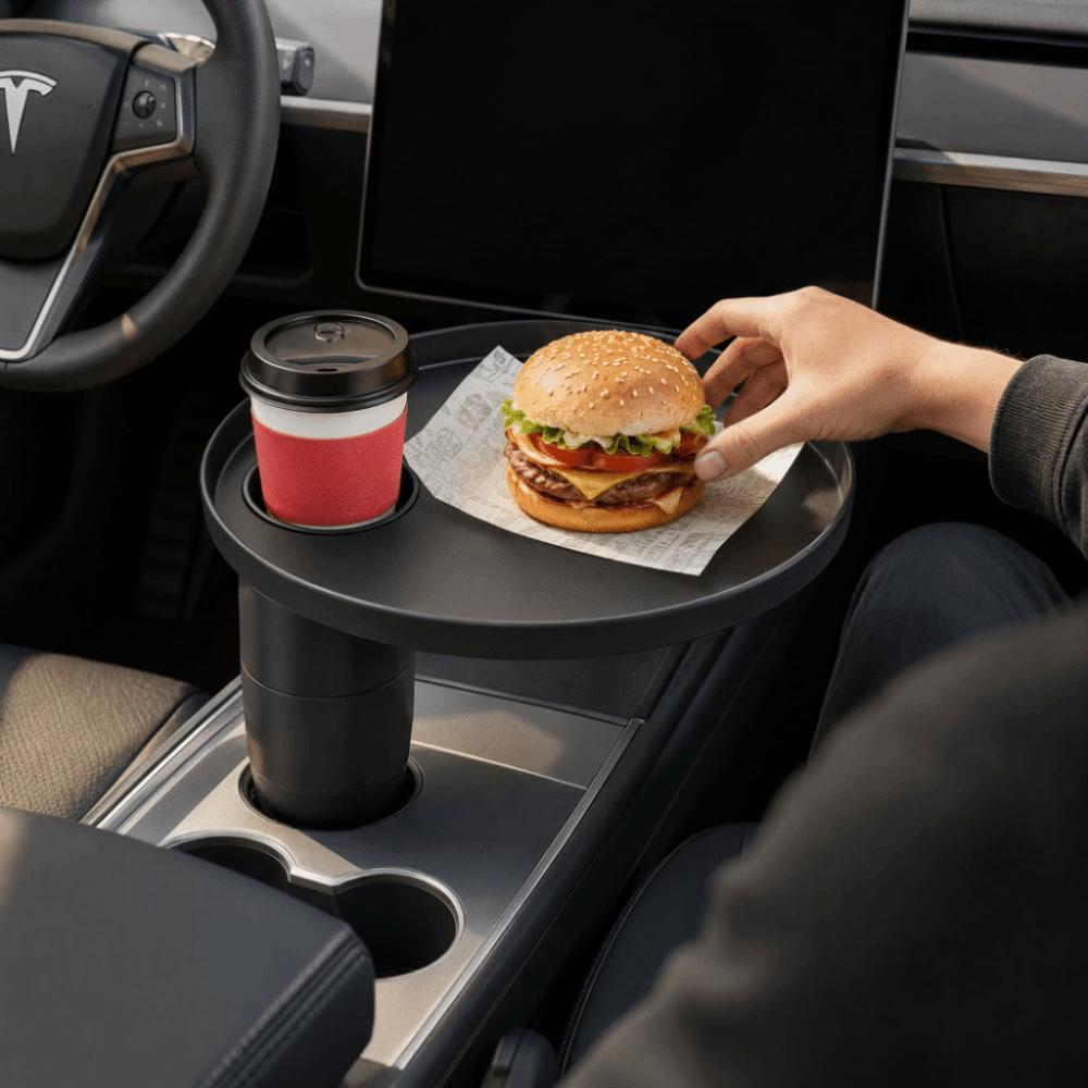 Round Car Cup Holder Tray Multifunctional Vehicle Cup Holder Side Table Car Cup Tray