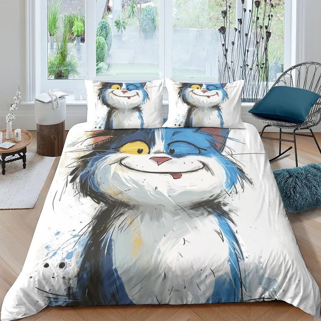 Cat Comforter Covers Printed Quilt Cover Duvet Cover Bedding Set For Children'S And Adults Warm Soft Breathable And Comfortable