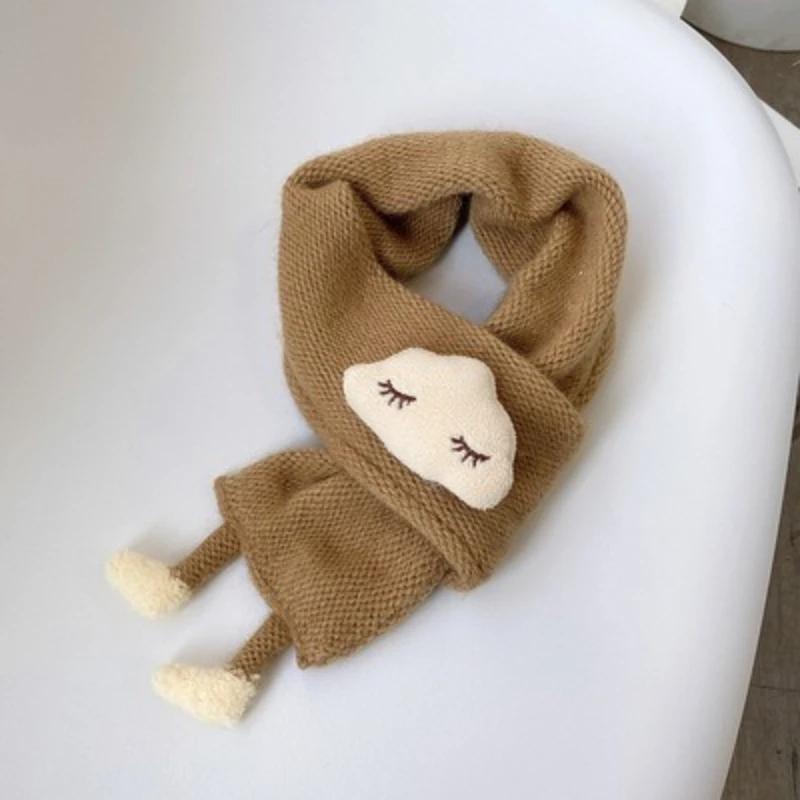 Cute 3D Cloud Doll Knitted Scarf For Kids Winter Warm Neck Warmer For Boys Girls Age 1-5 Years