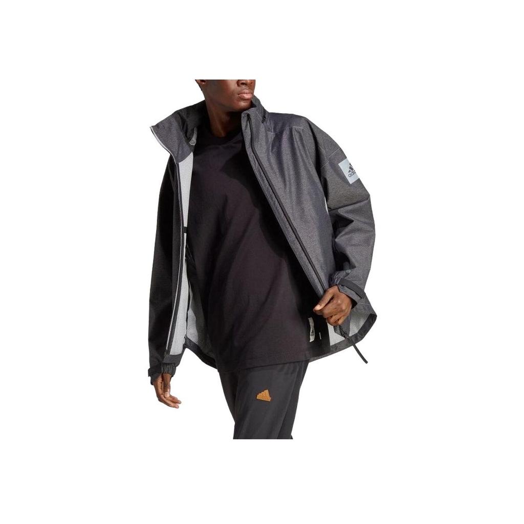 Adidas Striped Removable Hood Zip Fit Jacket Men Jacket Black IB1648