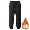 Winter Men's Drawstring Pocket Fleece-Lined Cuffed Casual Pants Comfortable Plush-lined Outdoor Trousers Male Thermal Pants