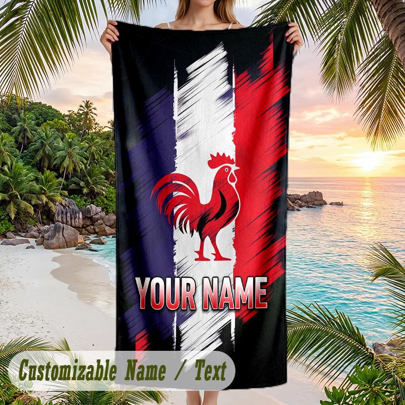 Beach Towel France National Football Team Print Custom Name Text Soft Towel for Swimming Pool