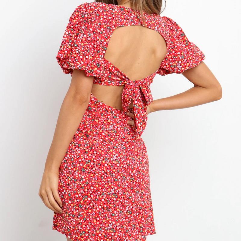 Verano Vestido Rojo Retro Boho Mujeres Estampado Floral Floral Mini Sexy  Vestido Elegante Puff Manga Vestidos Coreanos comprar a buen precio —  entrega gratuita, reseñas reales con fotos — Joom