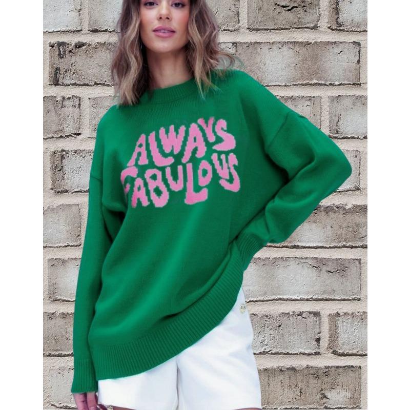 

YYFS Женская мода Повседневный Осень Зима Длинный рукав О-образный вырез свитера XL зелёный