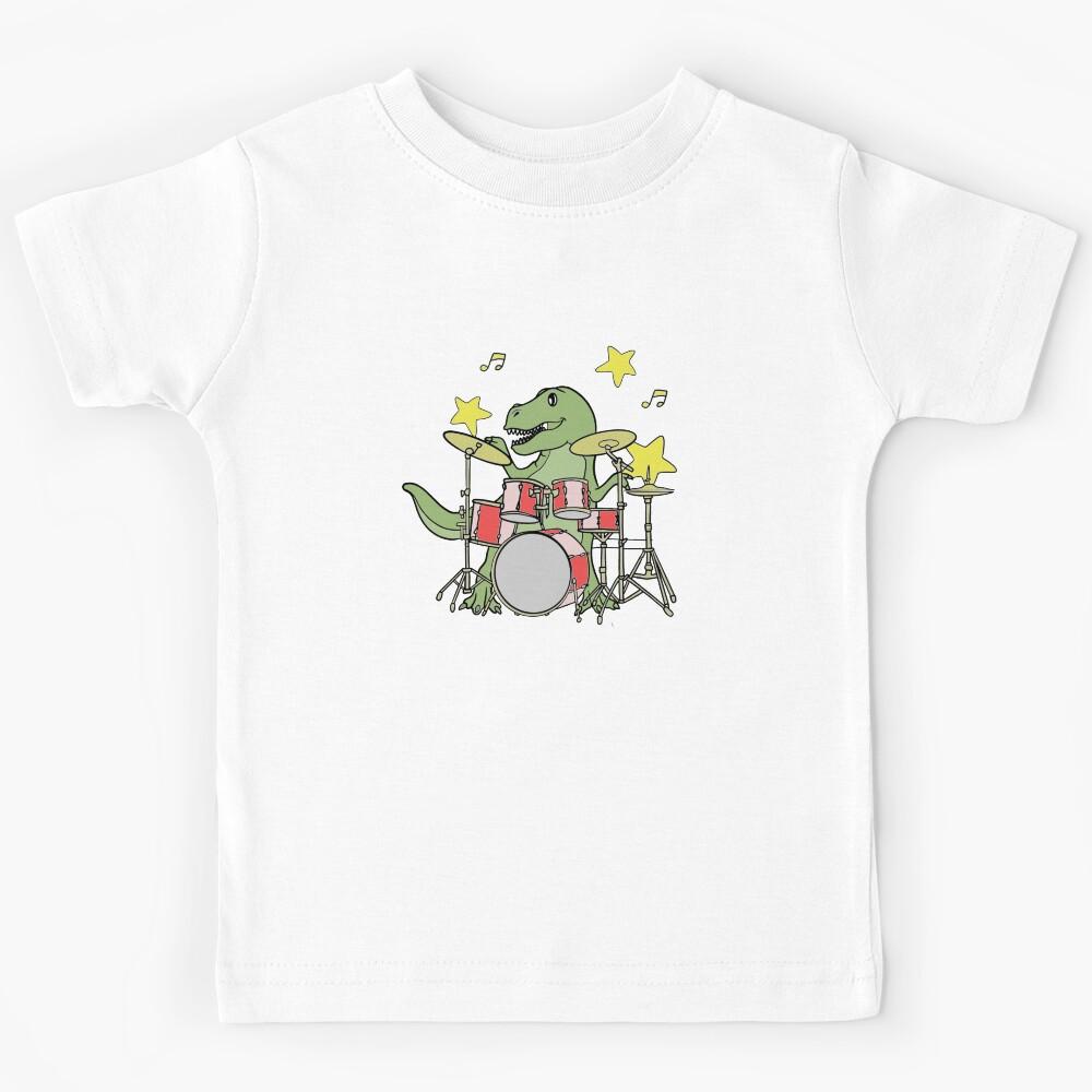 Drums Playing Dinosaur - Tyrannosaurus Rex Drummer Kids T-Shirt 120