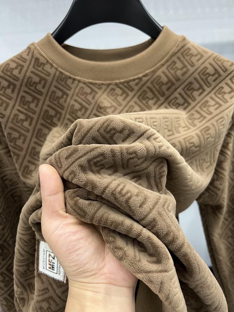Men's Jacquard Design Round Neck Long Sleeve Warm Hooded Sweater