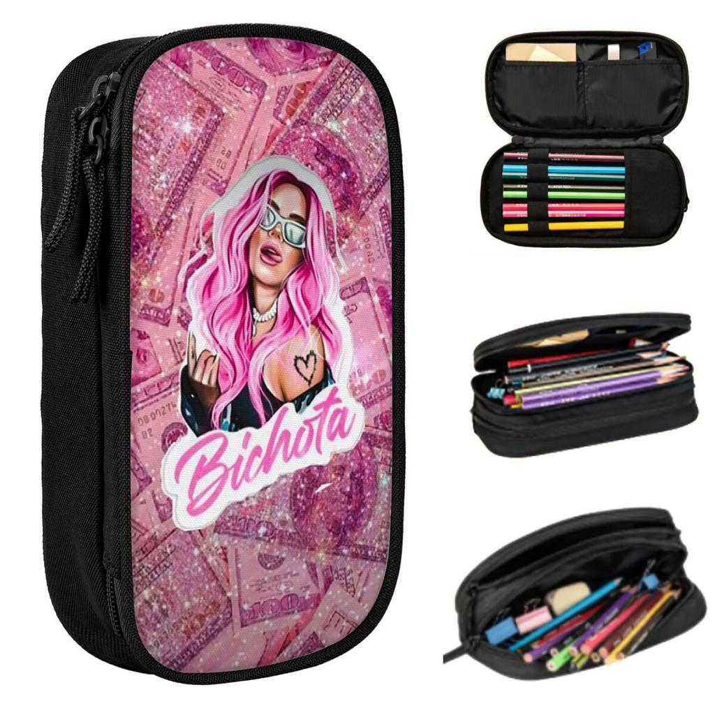 Karol G Happy Valentines Day Pencil Case for Boys Girls Gifts Pen Box Pencil Bag Stationery Supplies Pen Holder Bag
