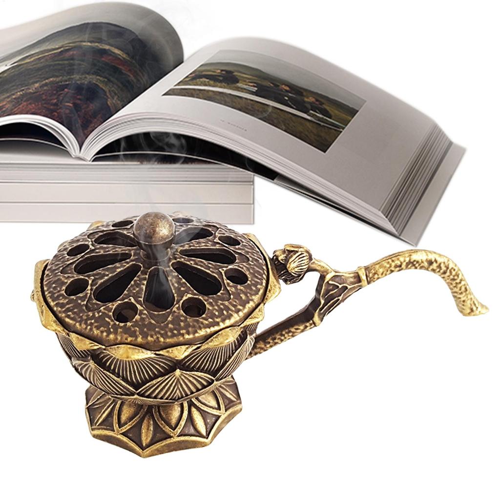 Cone Incense Burner Flower Hollow Out Ash Catcher With Lid Coil Incense Burner Incense Burner Ornament Home For Yoga