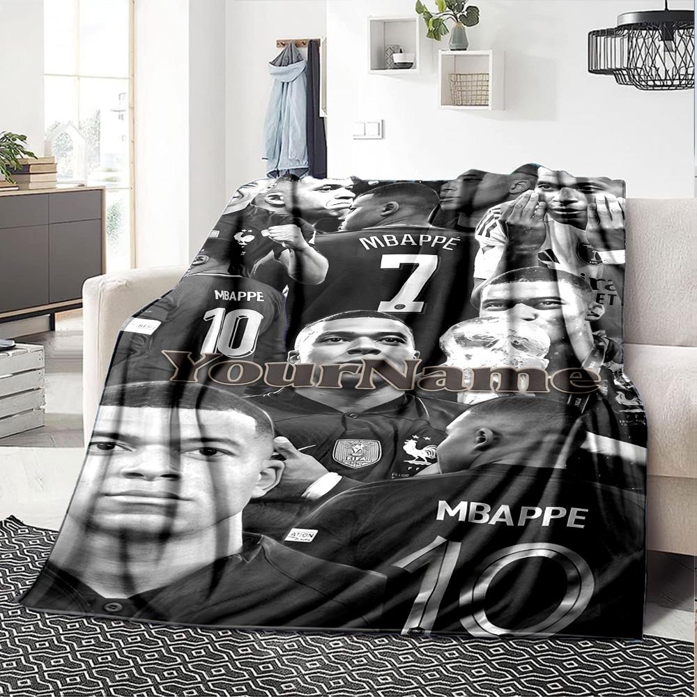 Coperta con Nome Personalizzato Mbappe Coperta Leggera Personalizzabile Morbida e Accogliente Adatta per Letto Decorazione Casa Divano Divano Quattro Stagioni Multiuso