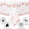 MEHOFOND 3 Pcs Pink Bow Baby Shower Table Cloth, Floral Coquette Sweet Girl Baby Shower Party Disposable Tablecloths Decorations, 108 x 54 Inch