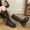 Fashion Thick-soled Women's Over-the-knee Boot Spring and Autumn Fashion Increased Belt Buckle Decorative Shoes Female Knight High Boots