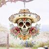 Kaijit - 1pc No Battery Required Cinco De Mayo Skull with Hat Mandala Wind Powered Rotating Wind Chime - Dynamic 2D Hanging Garden Art