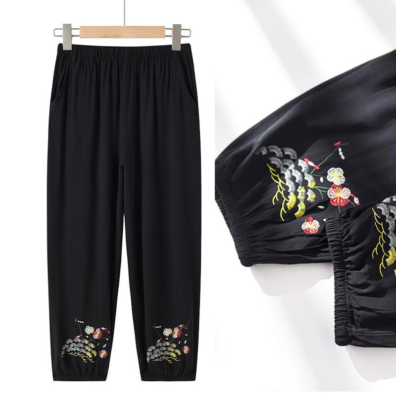 Middle-aged and Elderly Spring and Summer Clothing Casual Thin Short-sleeved + Seven Trousers Two Piece Suit