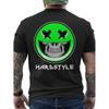 Herren Hardstyle Lachender Totenkopf und Musiknote Rückendruck T-Shirt - 100% Komfort Passform Rundhals Kurzarm - Grün und Schwarz Hardstyle Grafik T-Shirt für
