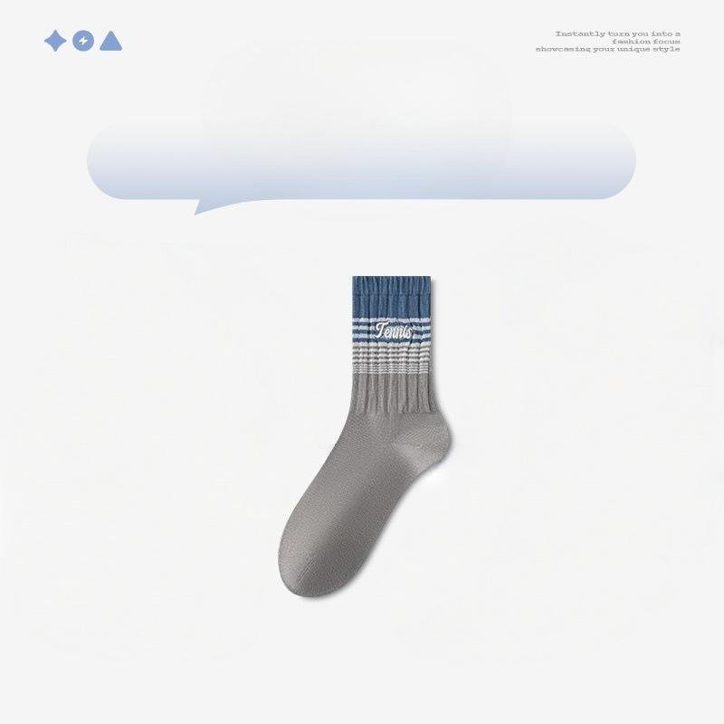 

Men s Spring and Autumn Pure Cotton Anti Odor Student Basketball Mid Calf Socks 1 pair темно-серого