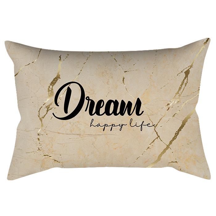 Black and white simple marble pattern printed waist pillowcase sofa living room rectangular cushion cover