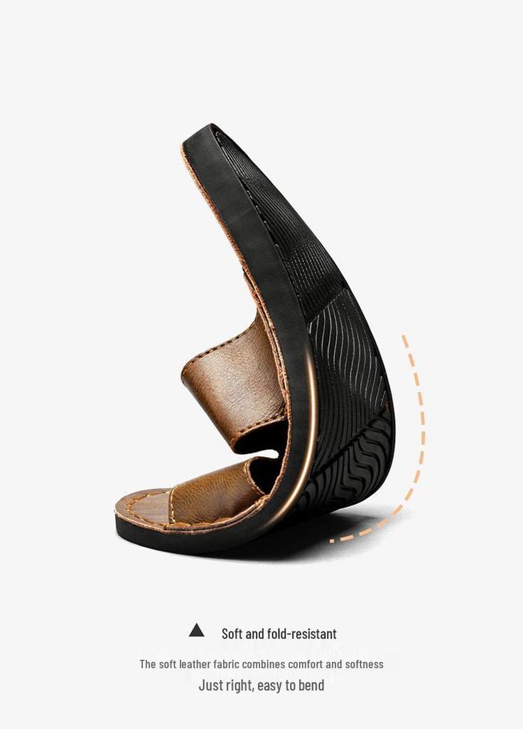Men's Summer British Style Sandals: Single Strap Non-slip Beach and Outdoor Casual Slippers, Large Size